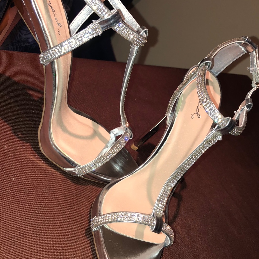 Sparkly silver heels